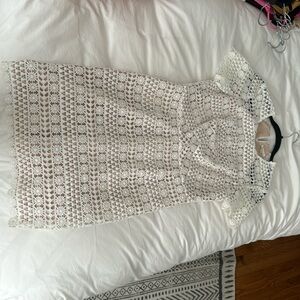 Shoshanna White and Nude Eyelet Dress